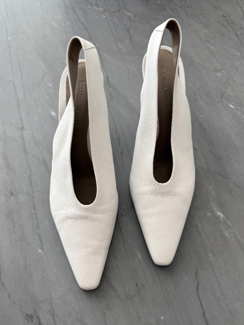 Bottega Veneta White Leather Slingback Pumps — Size 10 / IT 40 — Ivory/White
